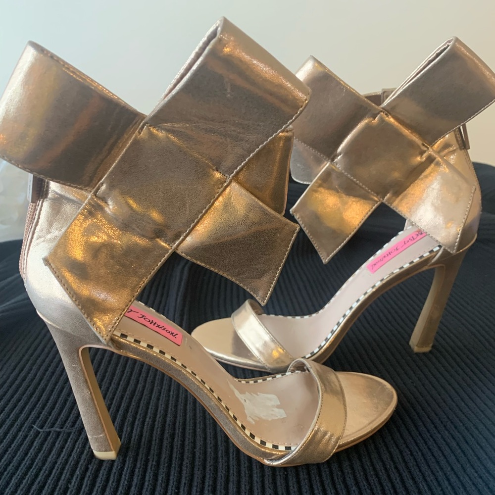 Rose gold high heel sandals